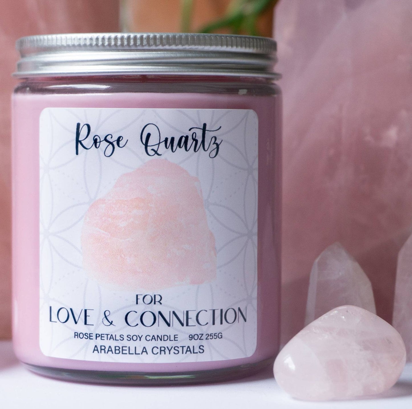 Rose Quartz Crystal Candle Jar