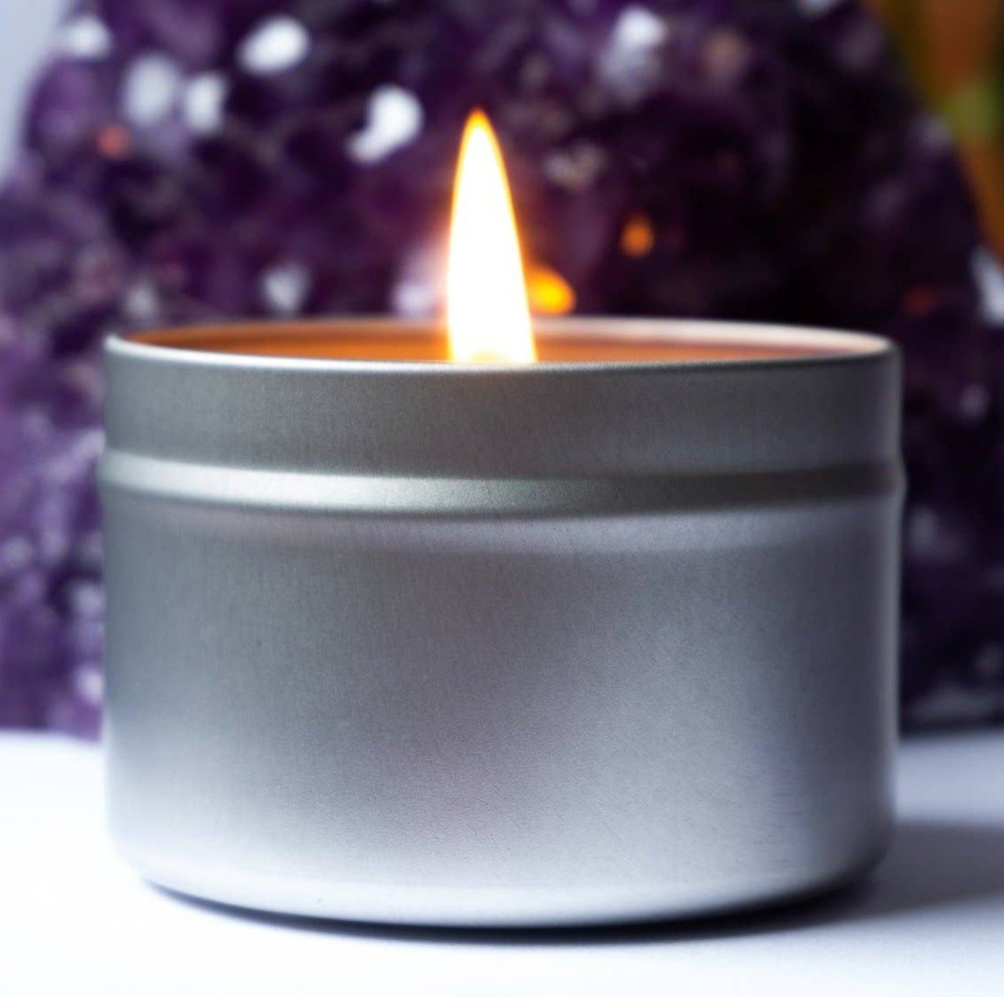 Fluorite Crystal Candle Tin (Travel Candle