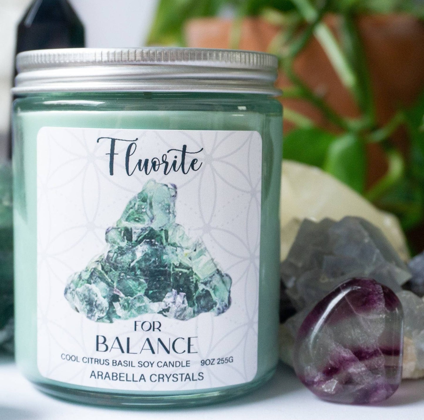 Fluorite Crystal Candle Jar