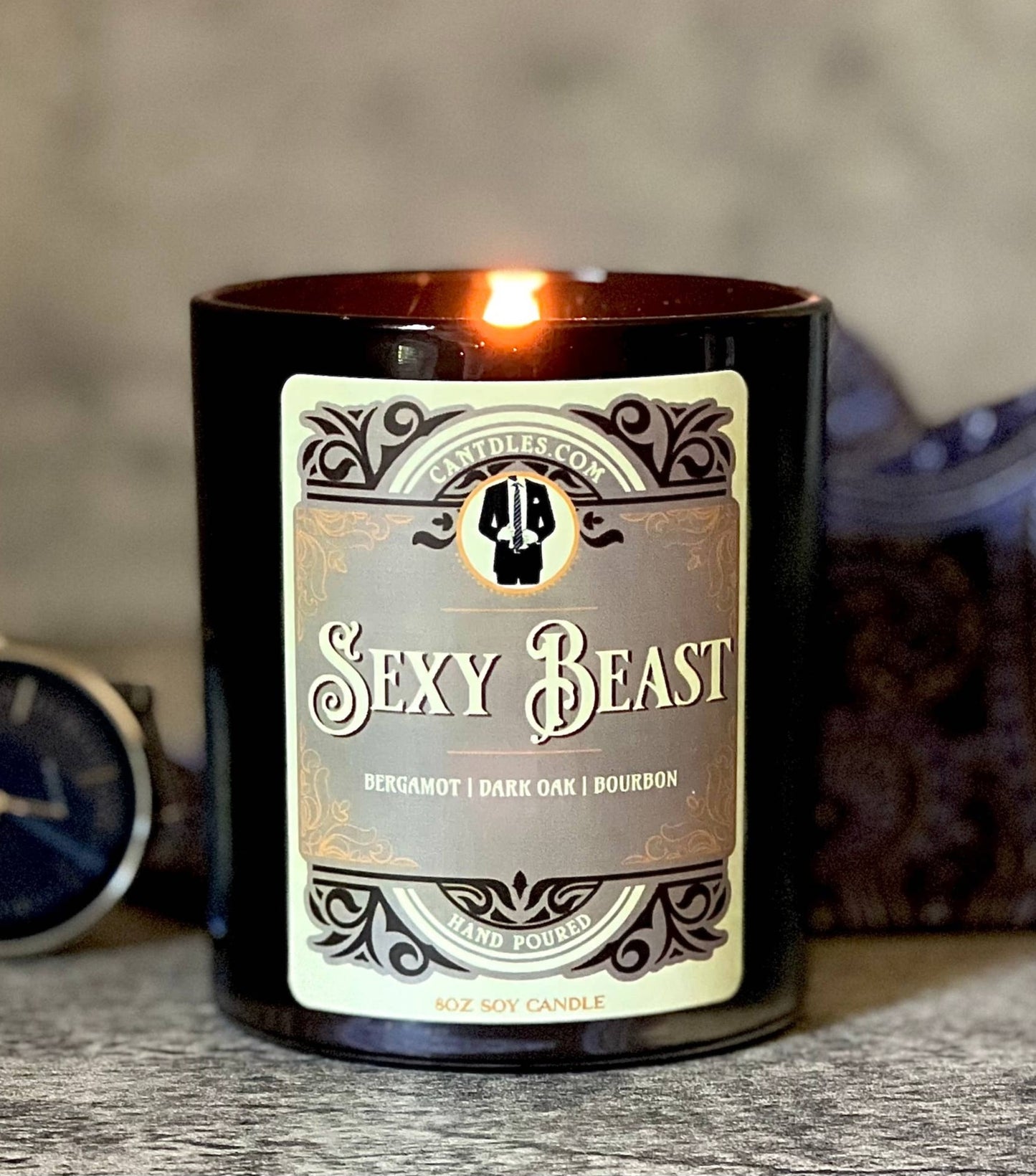 Sexy Beast: Crackling Wood Wick Candle for Men
